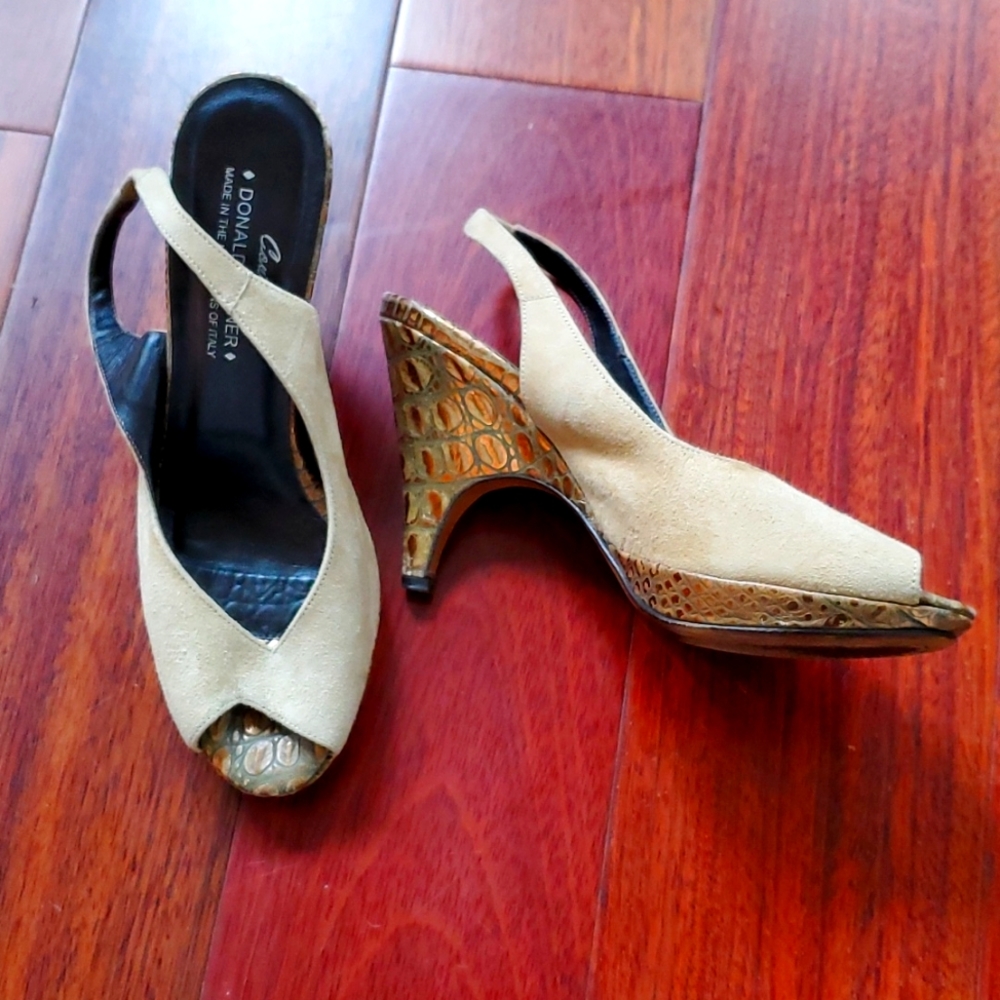 Vintage Donald Pliner Couture suede peeptoe sandals